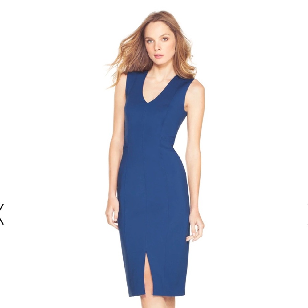 White House Black Market smoky blue dress. Sz. 10